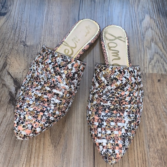 Sam Edelman Shoes - Sam Edelman Pink Black White Gold Knit Loafers